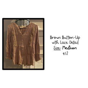 Brown Button-Up Blouse